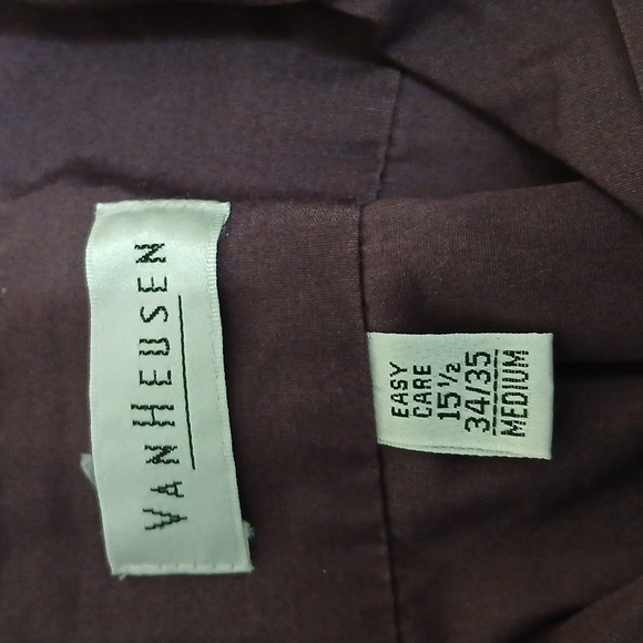 Van Heusen Plum Button Down Shirt Neck 15.5 - Picture 9 of 9